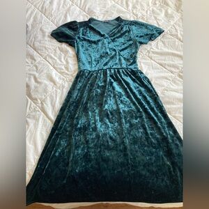 Velvet Green Dress with Wrap Top